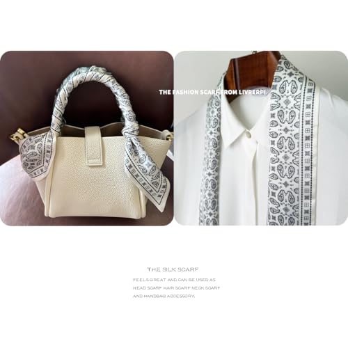 Hair Head Neck Bag Long Scarf Versatile Wrap for Women Soft & Lightweight for Everyday Chic - color: 20 Paisley White 3.7 X 38 Inch