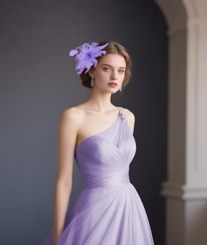 dressfan Womens Fascinator Hat Headpiece 20s Vintage Wedding Hair Accessories for Derby/Wedding/Cocktail/Tea Party - color: Purple