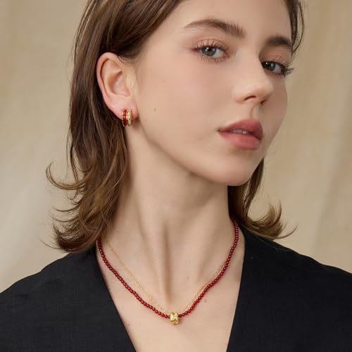 ARSIS 18K Gold Plated Shell Pearl Necklace for Women, 35"/45" Long Dainty Pearl Layering Necklace Beaded Choker, Vintage Boho Strand Necklace Vacation Jewelry Gift for Birthday Anniversary Party - color: Gold Ring Pendant