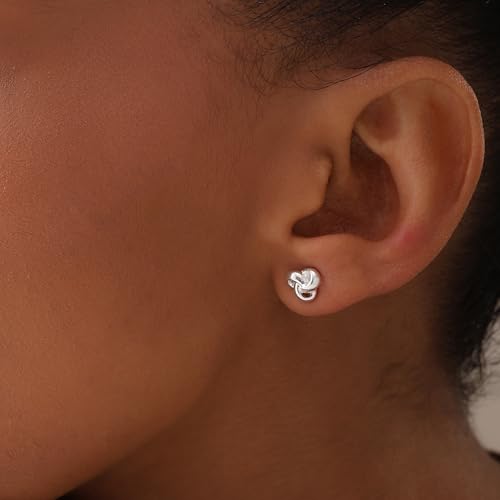 LeCalla Sterling Silver Love Knot Stud Earrings - Lightweight Italian Design Twisted Earrings for Women - color: Celtic Trinity Knot