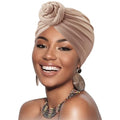 African Women Turban Caps Pre-Tied Twisted Turbans Head Scarf for Women Hair Wraps Cover Beanie Cancer Chemo Headwear - color: 1 Pack Twisted Braid Flower: Camel
