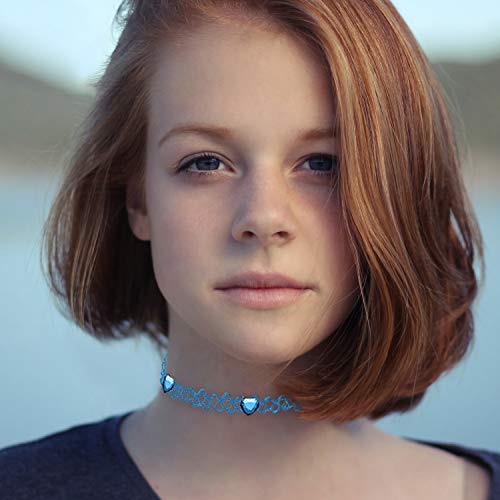 BodyJ4You 12PC Tattoo Choker Necklace for Women - 90s Choker Necklaces Y2K Fashion Trendy Vintage - Emo Black Choker Rainbow Pink White Purple Neon Green Blue Daisy Flower - color: Aqua, Clear, Pink