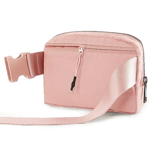 ODODOS Unisex Mini Belt Bag with Adjustable Strap Small Fanny Pack for Workout Running Traveling Hiking, Light Pink - color: Light Pink
