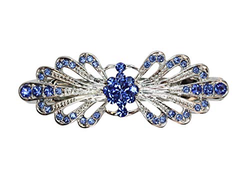Faship Blue Small Mini Floral Hair Barrette Clip - color: Blue