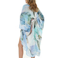Kimonos for Women Casual Swimsuit Coverup Lightweight Boho Kimono Cardigans for Summer - color: Blue Big Leaves