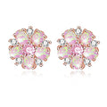 CiNily Flower Earrings,Opal Stud Earrings Sterling Silver or White Gold/Rose Gold Plated Ladies Flower Stud Earrings Cute Unique Earrings for Girls - color: rose gold