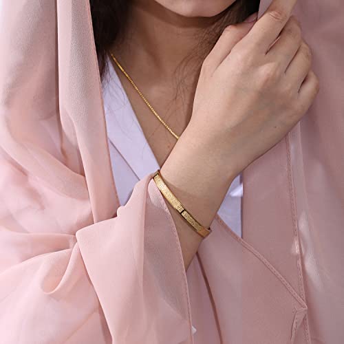 Qitian Islamic Jewelry Gifts for Women Allah Gold Bangles Bracelets Ayatul Kursi Arabic Cuff Bracelet for Women Men Islam Eid Ramadan New Year Gifts - color: N-Silver-Oval - women