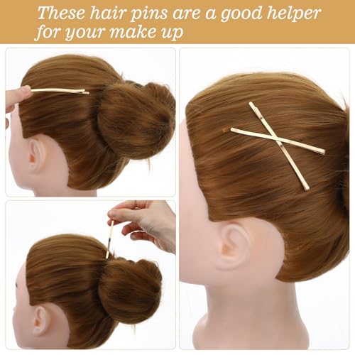 Tyqour 30pcs Jumbo Bobby Pins 3.35 Inch Long Bobby Pins for Thick Updo Hair, Metal Hair Clips Hairpins Hair Accessories for Women, Gold Long Hair Pins Hair Clips Hairpins Hair Accessories - color: Gold