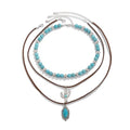 Fuqimanman2020 Boho Layered Western Necklaces for Women Cowgirl Cactus Turquoise Beaded Ox-head Hat Pendant Country Concert Jewelry - color: C
