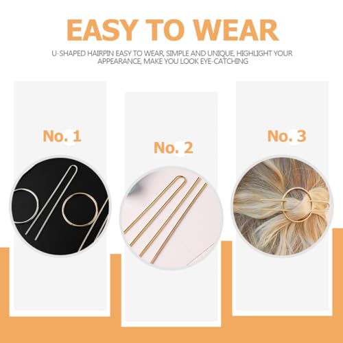 UKCOCO 4 Sets U-shaped Metal Hair Fork Hairpin for Women Smooth Double-prong Hair Stick Bun Holder Gold and Silver Styling