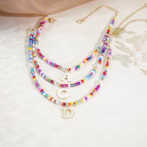 Ankle Bracelets for Women - Cute Pearl Beads Anklets for Women Waterproof Gold, Initial Colorful Boho Beaded Non Tarnish Foot Chain Anklet | Summer Colorful Jewelry Gift - style: M
