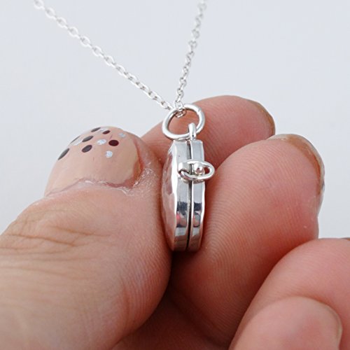 FashionJunkie4Life Sterling Silver Oval Locket Necklaces for Women, 18" Cable Chain - style: Hammered