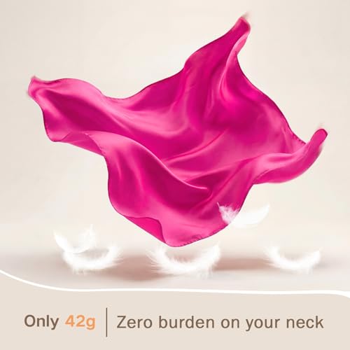 American Trends Women Silk Feeling Scarf Satin Head Scarves Square Wrap Neck Scarf Lightweight Silk Like Bandana - color: 06 Rose Red