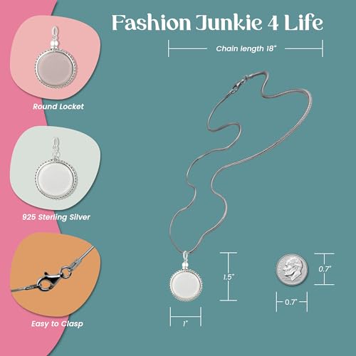 FashionJunkie4Life Sterling Silver Oval Locket Necklaces for Women, 18" Cable Chain - style: Small Clear