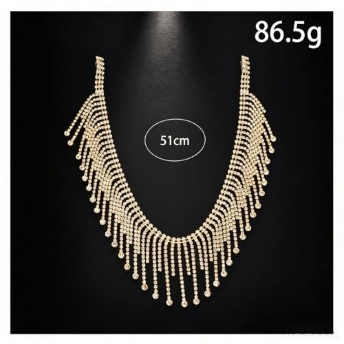 Rhinestone Shoulder Chain Jewelry Crystal Tassel Arm Chain Sexy Festival Rave Bridal Wedding Arm Chain Jewelry for Women - color: Gold