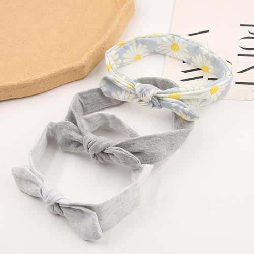 Baby Headbands Soft Stretchy Baby Girl Bows Newborn Infant Toddler Headwrap Hair Accessories - color: Gray
