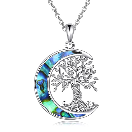 ONEFINITY Tree of Life Necklace 925 Sterling Silver Abalone Shell Celtic Knot Pendant Necklace for Women Jewelry - style: Abalone Shell moon tree