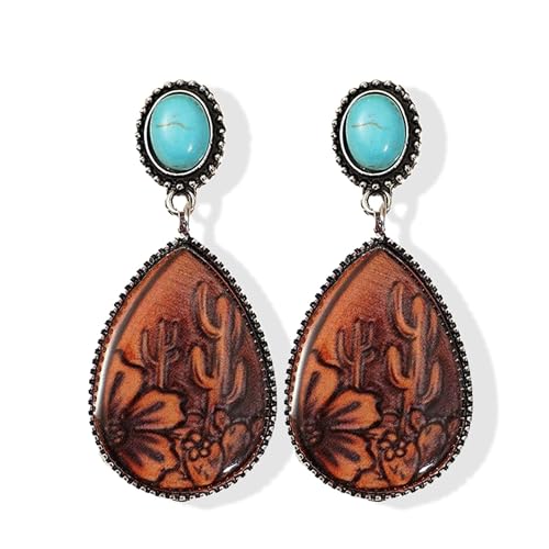 Boho Earrings for Women Trendy Gold Dangle Earrings Vintage Bohemian Indian Country Jewelry Gifts Boho Dress Chic Clothing - color: B4:western turquoise earrings
