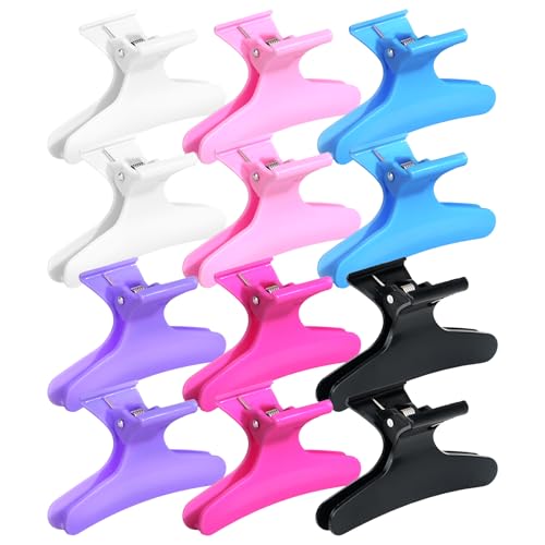 Ondder Butterfly Hair Claw Clips for Styling & Sectioning - Pro Hair Clamp Clips for Makeup, Cutting & Coloring - Hair Accessories for Women & Girls - color: Multicolored