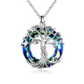 TOUPOP Tree of Life Necklace Gifts for Women 925 Sterling Silver Family Tree Pendant with Crystal Birthday Irish Jewelry Gifts for Women Her Wife Mom - color: 01-Blue Crystal-Silver