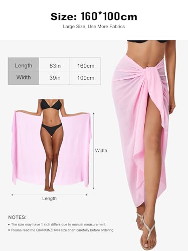 QIANXIZHAN Women's Swimsuit Cover Up,Beach Sarong Wrap Bottom Coverup for Women Short Skirt - color: 1pink