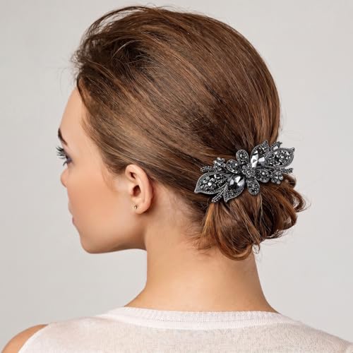 Joez Wonderful Rhinestone Hair Clips, Crystal Spring Flower Bridal Hair Accessories for Women, Sparkly Fancy Hair Pins Barrettes for Wedding Bride Long Hair- Gray - color: Rhinestone Butterfly Gray