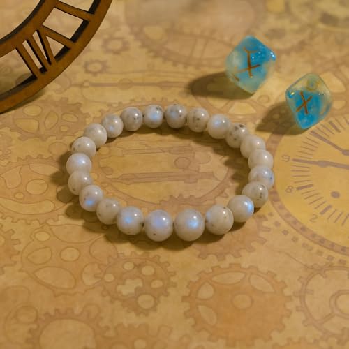 ANAYA AGATE Healing Crystal Bracelet for Women and Men – 8mm Round Beaded Bracelet for Men and Women – Unisex Stretchy Gemstone Bracelet for Healing and Protection - color: Moonstone