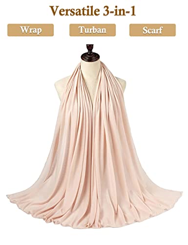 Nonbongoy Head Wraps for Black Women Stretch Headwraps Large Hair Wraps Hijab Scarves for Muslim Head Scarf Turban Headbands - color: 1-apricot Headwrap