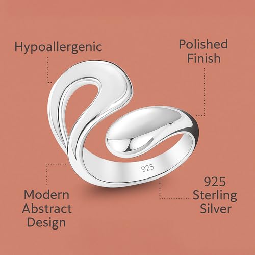 LeCalla 925 Sterling Silver Rings for Women | Chunky Teardrop Water Drop Open Ring | Adjustable Waterdrop Stackable Ring Jewelry Gift(Sizes 6-8No.) - color: Ring Size-7No.