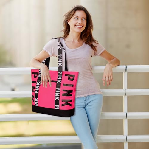 Boomistry Travel Tote Bag for Women, Large Waterproof Beach Bag for Daily | Large - color: Rose Red