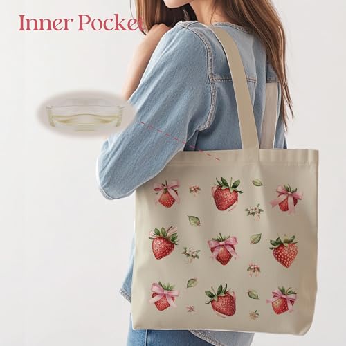 Aesthetic Tote Bag for Women | Medium Size with Inner Pocket | Stylish & Practical - color: Red