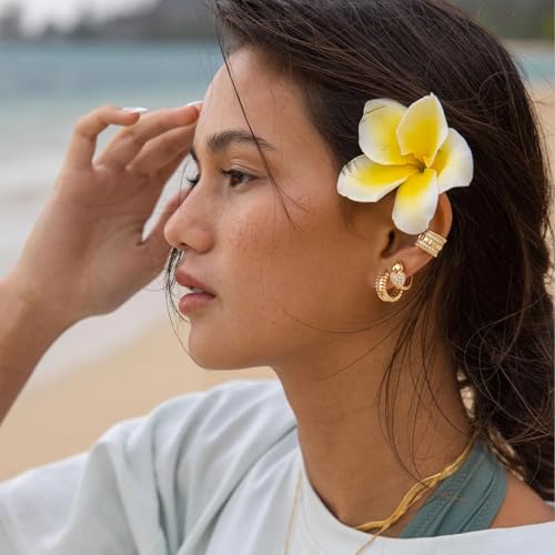 MYEARS Women Earrings Gold Huggie Hoop 14K Small Simple Hypoallergenic Everyday Jewelry - style: Beaded Band
