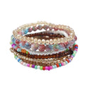 Pingyongchang Boho Colorful Beads Stackable Bracelets Set for Women Handmade Multicolor Seed Crystal Layered Stretch Bracelets Retro Country Holiday Beach Trendy Jewelry Gifts - color: White
