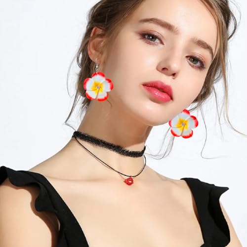 4 Pairs Tropical Bohemian Dangle Earrings For Women Hawaii Plant Daisy Flower Drop Earrings Set - color: style-3