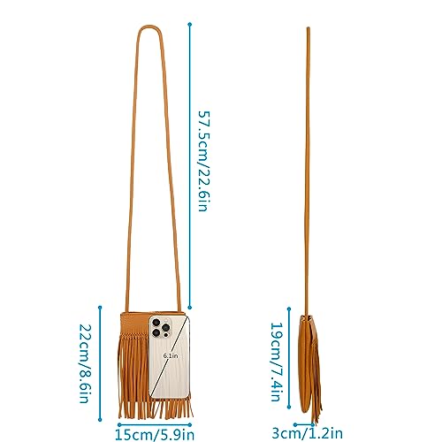 Women Leather Fringe Messenger Bag Mini Hobo Crossbody Tassel Shoulder Bags - color: Brown