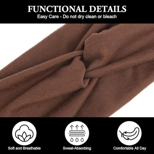 6 Pack Headbands for Women, Wide Stretchy Head Wraps, Soft Vintage Fashion Hair Bands for Women's Hair, Non-slip Head Bands Boho Knotted Head for Sports, Yoga, Skincare, Outdoor Occasions - color: #A - 6pc