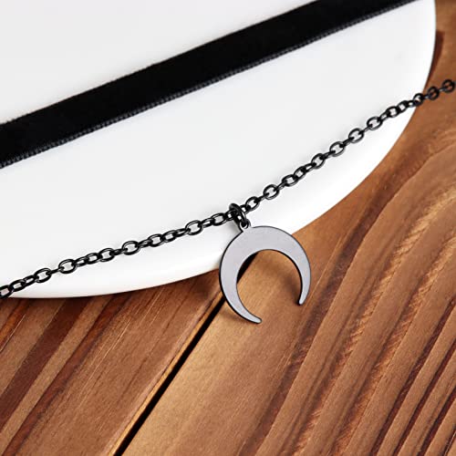 Gothic Choker, Choker Necklace for Women, Black Velvet Choker, Layered Necklace, Goth Jewelry for Women - style: Black Sailor Moon