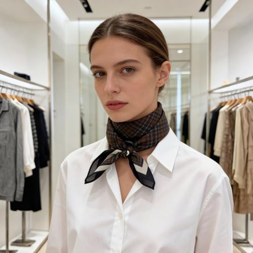 21 x 21 Inch Cotton Bandana for Women and Men,Soft Breathable Head Scarf, Multi-purpose Headband, Hair Scarf - color: Checkered Coffee-un07