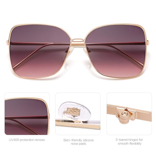 SOJOS Trendy Square Oversized Sunglasses Womens Mens UV400 Big Large Designer Shades SJ1082 - color: Rose Gold/Rose