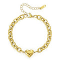 Emibele Heart Charm Bracelet for Women, Bible Verse Bracelet Stainless Steel 18K Gold Plated Bracelet Love Pendant Link Chain OT Clasp, Birthday Christmas Jewelry Gift for Mother Her - color: Gold Heart