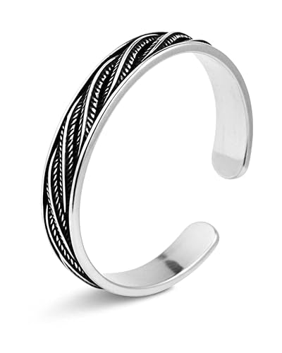 Vintage 925 Sterling Silver Bracelet, Exquisite Leaf Engraved Adjustable Bracelet, Vintage Jewelry Silver Bangle for Women