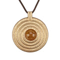 Kelake Leather Necklace for Women Men Teen Vinatge Boho Alloy Pendant Choker Jewelry Fashion Sweater Necklaces with Adjustable Genuine Leather Chain - color: Brown Jade Gold Concentric Circle Pendant