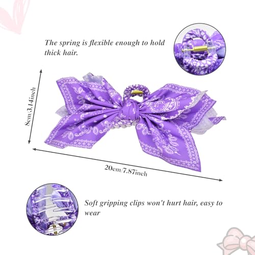 Bow Claw Clips Bow Hair Clips 2PC Purple Big Hair Bows for Women Butterfly Styling Large Hair Clips for Thick Hair for Girls Hair Accessories for Teen - color: 2PC-Purple