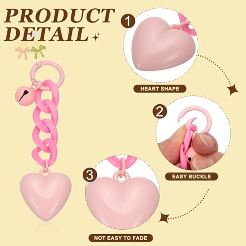 PATIKIL Cute Heart Keychain for Women, Heart Purse Charm Bag Charm Accessories for Handbag Car Purse Backpack - color: Pink