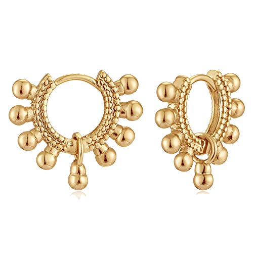 MYEARS Women Earrings Gold Huggie Hoop 14K Small Simple Hypoallergenic Everyday Jewelry - style: Ball & Dangle