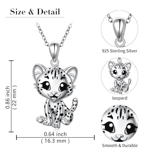 925 Sterling Silver Animal Necklaces Lion/Cat/Phoenix/Bunny/Koalas Necklace Adjustable Chain Animal Lover Pendant Jewelry for Women Men - style: Leopard