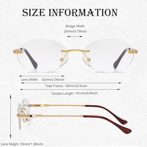Retro Oval Sunglasses Rimless Small Round Glasses Frameless UV400 Men Women Fashion Shades - color: Clear
