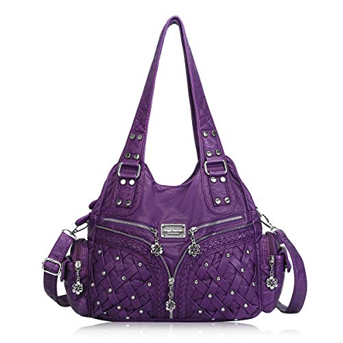 Angel Barcelo Purses for Women Large Shoulder Bag Soft Hobo Bags for Women - color: Purple