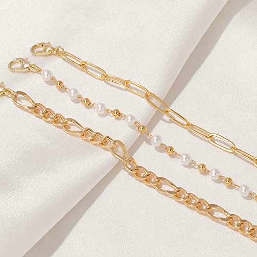 Dainty Pearl Chain Bracelets 14K Gold Bracelet for Women Adjustable Baroque Culture Jewelry Gifts for Mother Wife - color: D