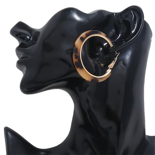 Boho Acrylic Hoop Earrings Bohemian Statement Colorful Acetate Lucite Tortoise Shell Resin Geometric Big Lightweight C Open Hoops Earrings for Women Prom Party Holiday Fashion Jewerly Gifts - color: Gold leopard